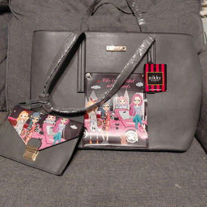 Women's Nikky by Nicole Lee Gray Pink Tote Bag One Size